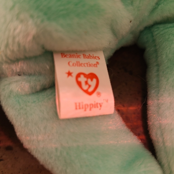 Extremely Rare 1996 Ty Beanie Baby Hippity Mint Green Bunny Rabbit Plush Toy - Picture 7 of 7